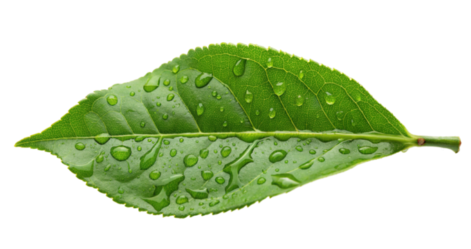Fresh green leaf with water drops close up macro photography nature dew drops leaf texture plant life detail 100