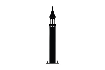 Black Silhouette of a Tower with a Pointed Top