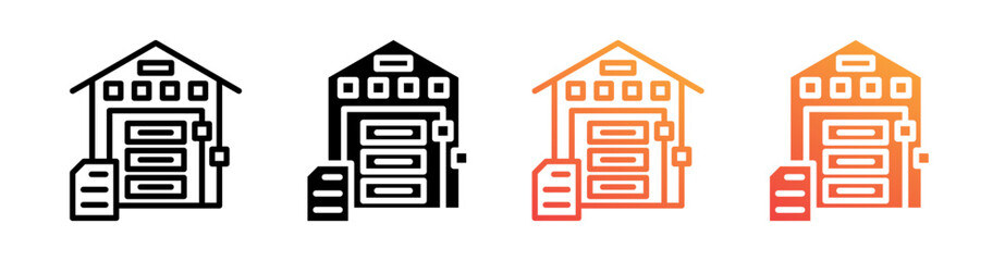 Data Warehouse Multiple Style Icon Set Vector 