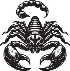 Black and White Scorpion Vector Illustration &ndash; Aggressive Insect Tattoo Design	
