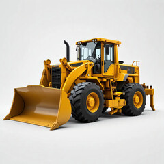 Fototapeta premium Yellow Bulldozer Machine on White Background Construction Vehicle Heavy Equipment