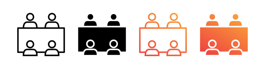 Meeting Multiple Style Icon Set Vector 