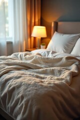 Cozy electric blanket warming a plush, soft bed, ready for a relaxing night's sleep  Perfect for winter comfort and warmth ,  winter,  restful