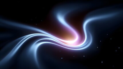 Vibrant, luminescent light patterns swirl and flow in a dynamic, abstract cosmic composition