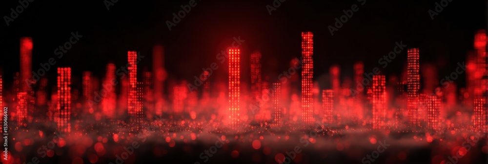 Aufkleber Red Alert Exclamation Icons Emerge From Digital Mist on a Blank Upper Layout Creating a Visual Warning Signal Image