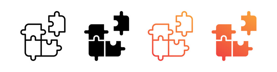 Puzzle Multiple Style Icon Set Vector 