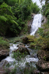 Natural scenery of streams and waterfalls in the mountains and forests