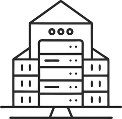 a simple line drawing of a data center with server