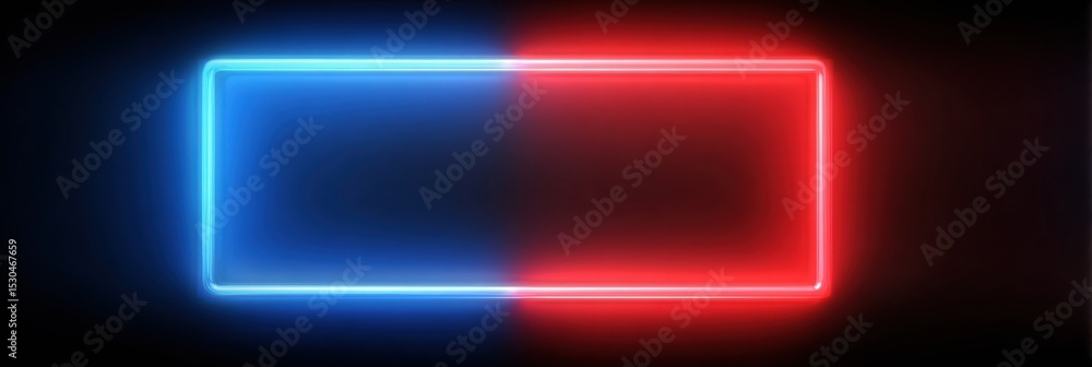 Poster Neon Red and Blue Glowing Bracket Concept With Clear Left Margin for Graphic Design Projects
