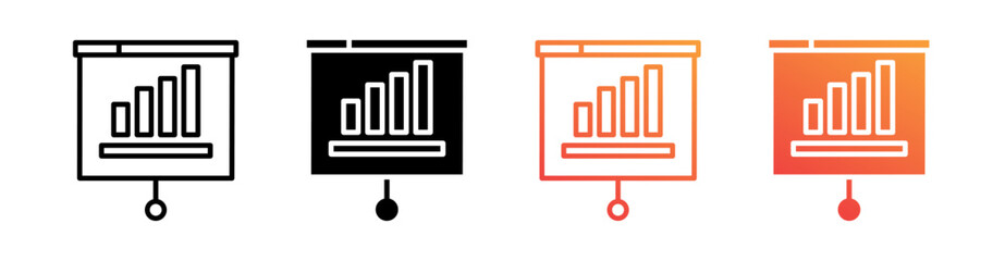 Presentation Multiple Style Icon Set Vector 