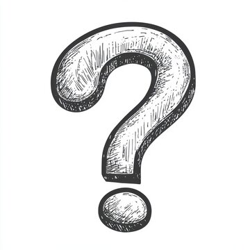recommend clip art: large question mark sketch engraving vector illustration. T-shirt apparel print design. Scratch board imitation. Black and white hand drawn image.