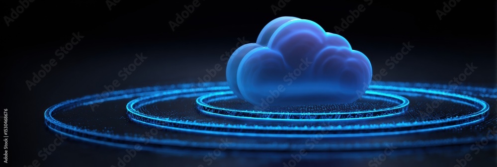 Aufkleber personal data cloud protected by firewall rings represents cybersecurity in digital environment