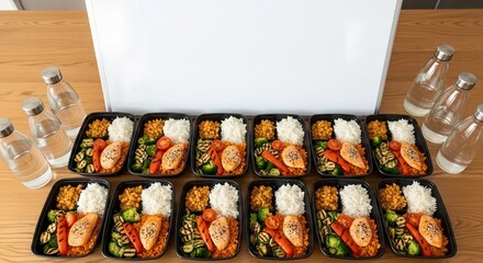 Healthy Meal Prep: Balanced Diet Boxes with Salmon, Rice, and Grilled Vegetables