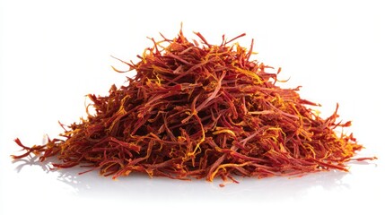 Naklejka premium Pile Of Saffron Threads On White Background