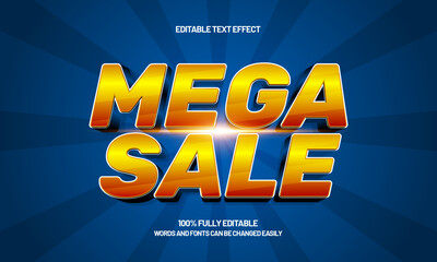 mega sale editable text effect with a sale and discount text style