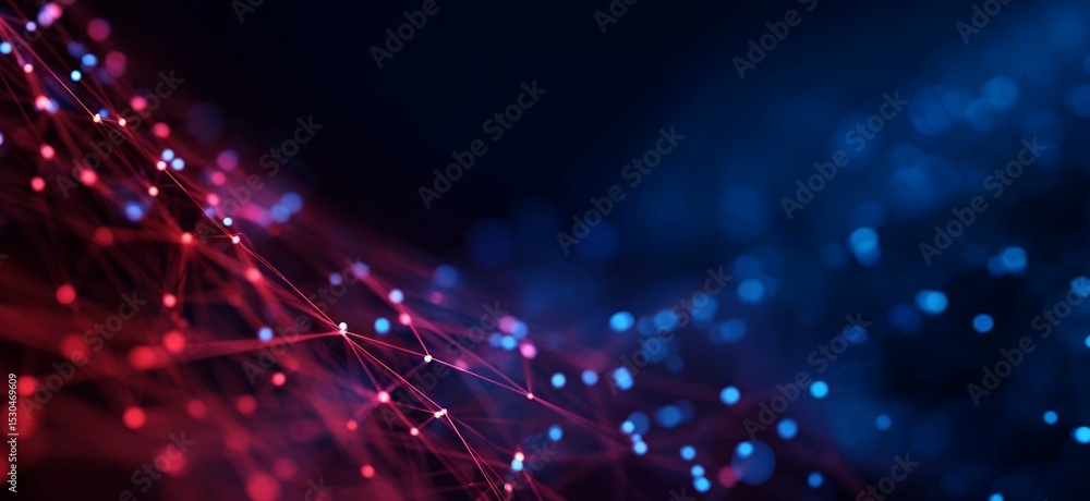 Poster abstract network connection design with red and blue colors