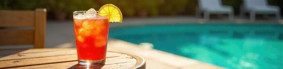Refreshing icy beverage on a sun-drenched patio table, perfect for a hot summer day Enjoy the cool contrast of ice and summer heat , august, holiday, hot