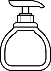 Dish soap dispenser outline vector illustration, line art