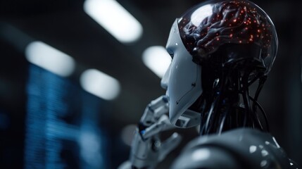 Fototapeta premium an AI entity analyzing and categorizing information efficiently ensuring none of the past lessons are lost amidst new acquisitions.