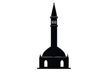 Hand drawn black and white sketch of a mosque