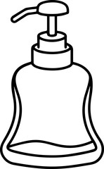 Dish soap dispenser outline vector illustration, line art