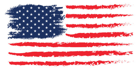 American flag paint texture. Grunge USA Flag. Vector Illustration for Celebration Holiday 4 of July American President Day. Stars and stripes	