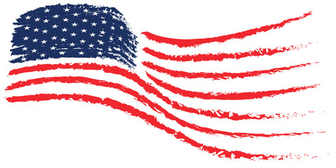 American flag paint texture. Grunge USA Flag. Vector Illustration for Celebration Holiday 4 of July American President Day. Stars and stripes	