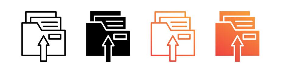 Upload Folder Multiple Style Icon Set Vector 