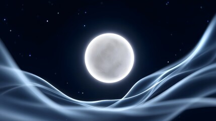 Fototapeta premium Mesmerizing image of a glowing full moon surrounded by swirling clouds of stars in a captivating, ethereal night sky landscape