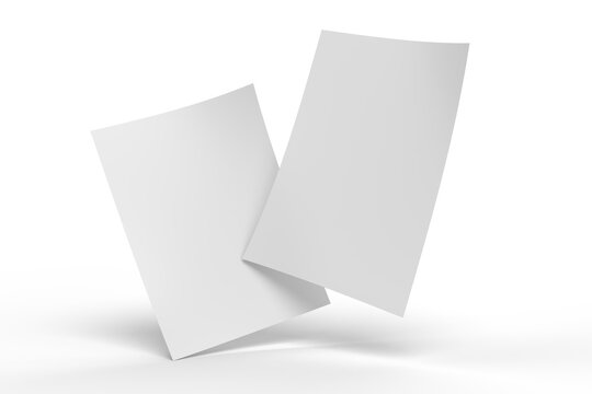 3D realistic blank A4 format paper flyer mockup isolated. Sheet design template for presentation poster, newspaper, flyer, brochure, cover, magazine, card, paper note, postcard, letter or invitation