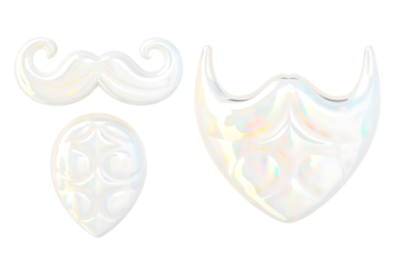 white santa claus costume beard and mustache set isolated on white background PNG