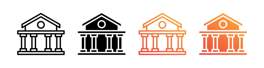 Bank Multiple Style Icon Set Vector 