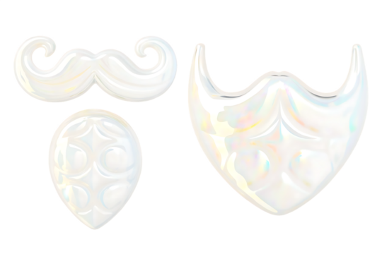 white santa claus costume beard and mustache set isolated on white background PNG