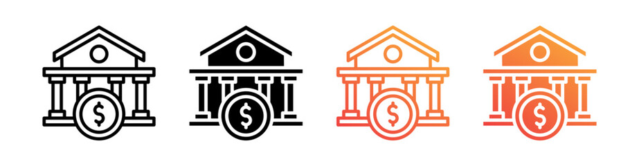 Banking Multiple Style Icon Set Vector 