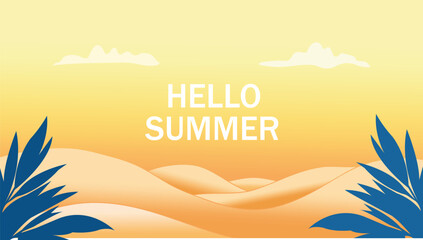 Tropical leaves background. Summer holiday banner. Vector illustration