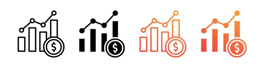 Graph Multiple Style Icon Set Vector 