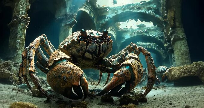 Giant crabs explore the mysterious underwater ruins of an ancient civilization.