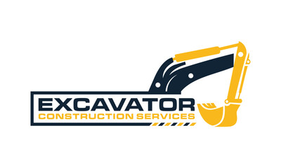 Excavator logo design vector template