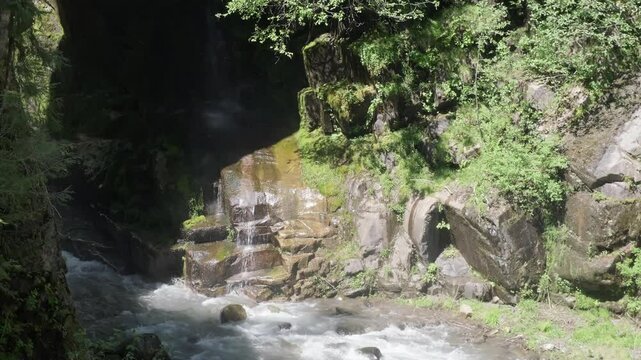 Narada Falls Waterfall Cascade in Mount Rainier National Park, Washington, USA