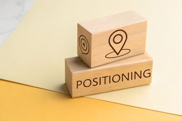 Wooden Blocks Showing Positioning and Location Icon