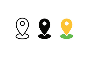 Set of location pin icons in different styles