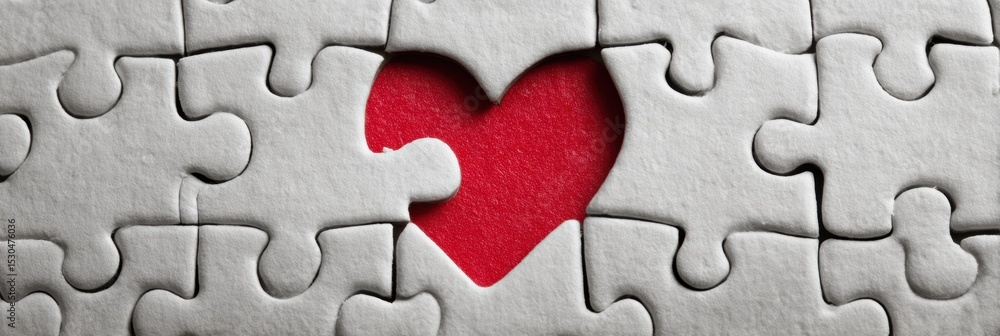 Aufkleber puzzle pieces arranged in heart shape with one piece missing in the center, highlighting a sense of 