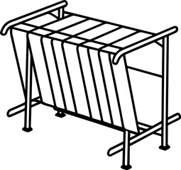 Drying rack outline vector illustration, line art