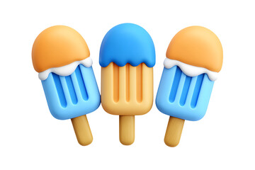 Cheerful popsicle trio with vibrant colors creating a playful summery illustration