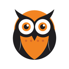 Playful cartoon owl mascot illustration with orange and black color scheme design