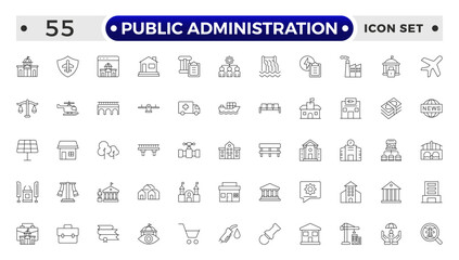 Public Administration outline icons. Minimalist thin linear web icon set. Line icons related to public utilities. Gas, electricity, water, heating.