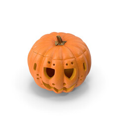 Jack-o'-lantern pumpkin with carved face isolated on transparent background