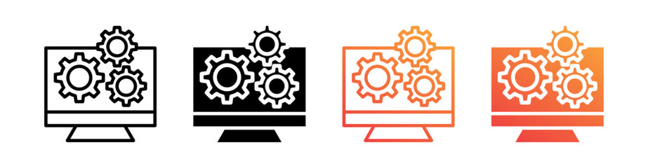 System Multiple Style Icon Set Vector 