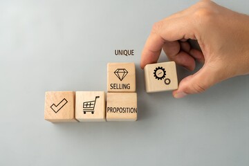Unique Selling Proposition, Wooden Blocks, Marketing Concept