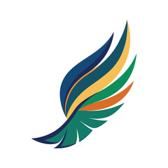 Colorful abstract wing design illustration with layered feathers for brand identity and graphic usage.